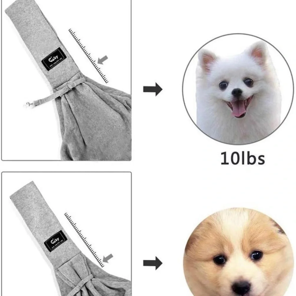 Dog or Cat Sling Carrier – Hands Free Reversible Pet Papoose Bag (Classic Grey)